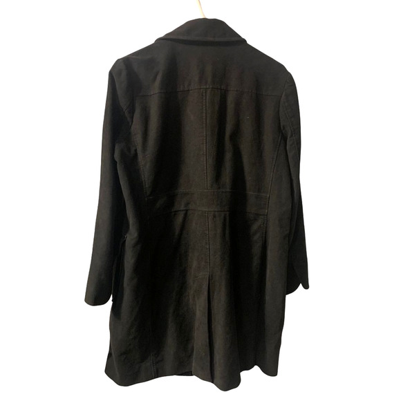 Vintage Gap Women's Toggle Coat Size XL Black Mid Length Cotton Preppy Retro - Picture 2 of 9